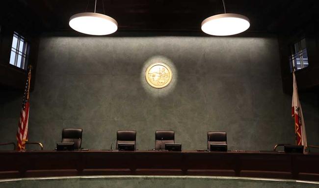 Courtroom bench at the 2nd District Court of Appeal