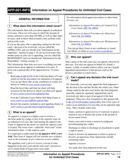 Image of Appellate form  APP-001-INFO
